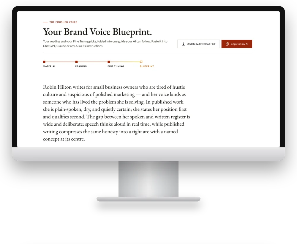 A finished Brand Voice Blueprint